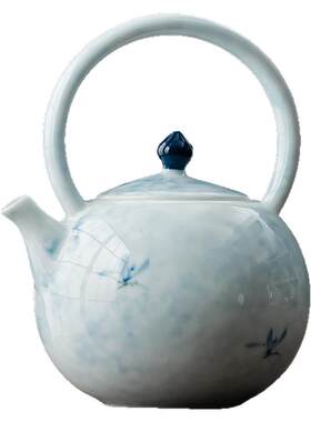 古与茶满彩手绘兰花提梁壶