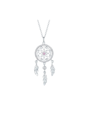 周六福S925银羽毛项链女