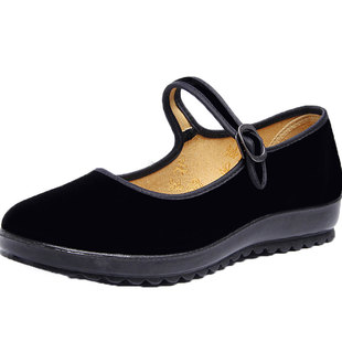 旗舰店老年人方口鞋2026新款老北京黑布鞋女士正品黑色工作女单鞋