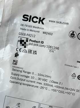 【询价】西克SICK光电传感器GSE6-P4212，马来西亚。原适用