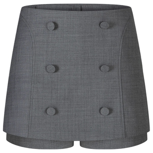 【沈月同款】HERLIAN 2025年秋季新品女士半裙双排扣设计超短裤裙