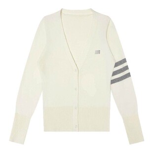 FDR官方店 长袖V领针织开衫女春季辣妹低领百搭打底修身纽扣毛衣