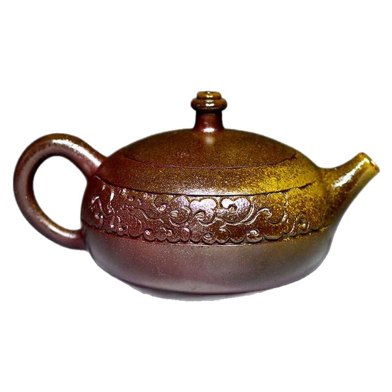 壶藏福新品坭兴陶柴烧贵妃龙凤壶名家纯手工家用茶具泡茶壶非紫砂
