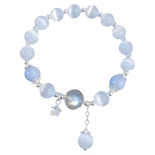 海蓝宝纯银手链女款2026新款轻奢小众精致水晶手串生日礼物送女友