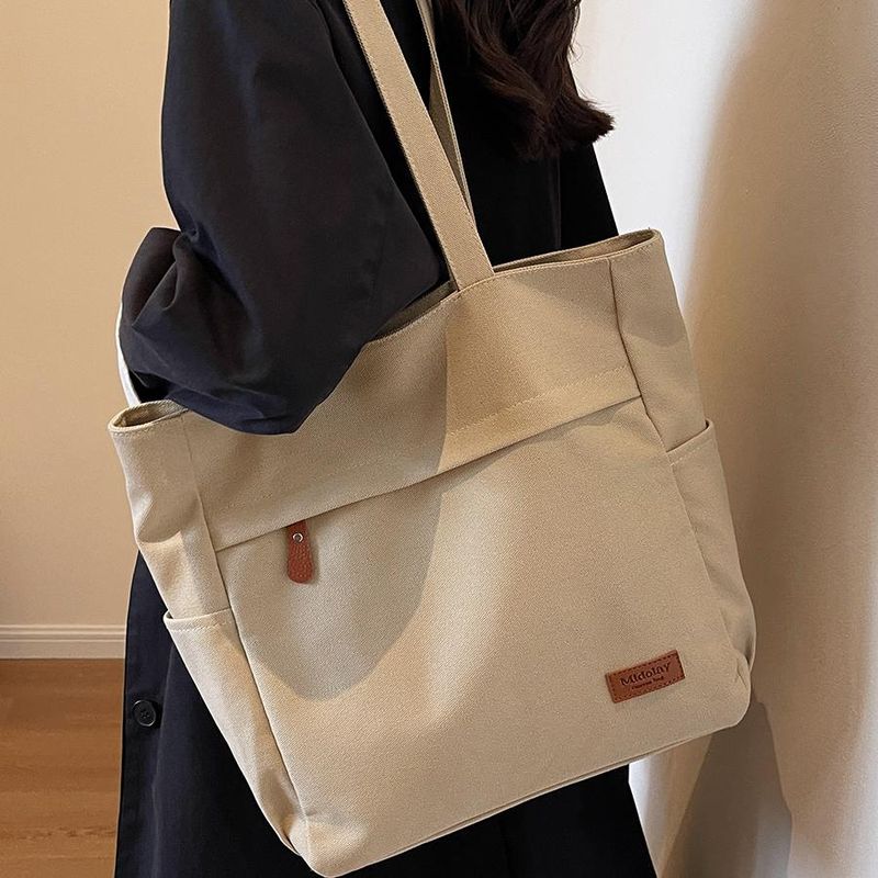 日系简约帆布包女大容量休闲托特包新款学生上课包ins单肩手提包