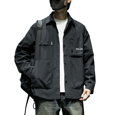 惊浪潮流工装夹克男士宽松大码户外露营防风休闲百搭新款翻领外套