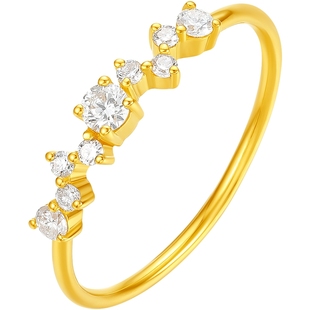 周六福黄金钻石戒指女繁花戒指浪漫镶嵌官方手饰新年礼物旗舰店