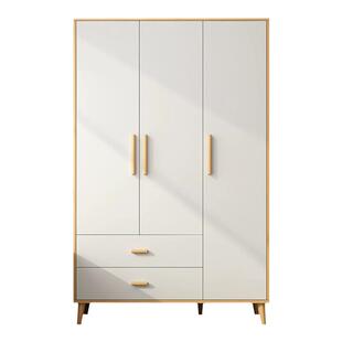 欧卡家居衣柜简约现代卧室全实木质家用小户型成人衣橱原木奶油风