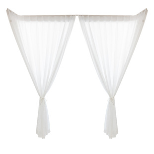 飘窗窗帘免打孔安装白纱透光不透人纱帘客厅阳台遮挡挂钩式幻影纱