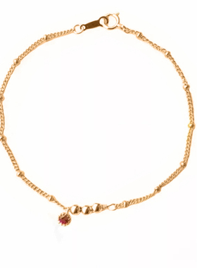 红宝石祖母绿包金手链极细高级感