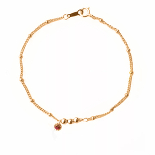 原创设计14K包金红宝石祖母绿珠珠链简约轻奢不掉色高级感细手链