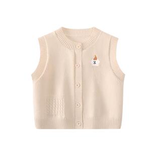贝肽斯儿童毛衣马甲春秋2026针织马甲开衫男童女童宝宝外穿背心S