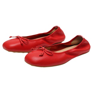 宋茜同款达芙妮云软真皮单鞋女2026新款春平底鞋软底豆豆鞋芭蕾鞋