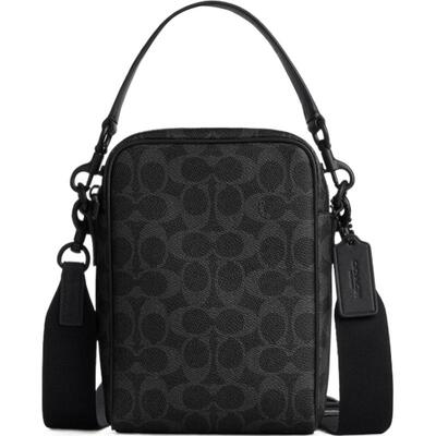 COACH/蔻驰奥莱男士黑色老花TRISTAN 14号斜挎包休闲