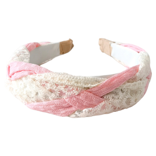 儿童宽边蕾丝发箍女童甜美森系防滑发卡女款不勒头高颅顶编织头箍