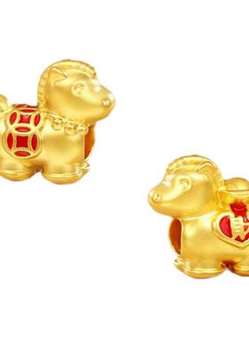 【马年生肖】诗普琳新品 足金黄金马上有钱转运珠手链手串DIY手饰
