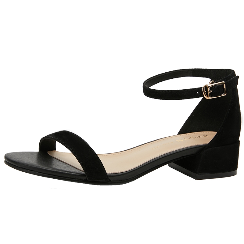 百田森一字带高跟鞋女夏天配裙子凉鞋女夏外穿2025新款羊皮女凉鞋