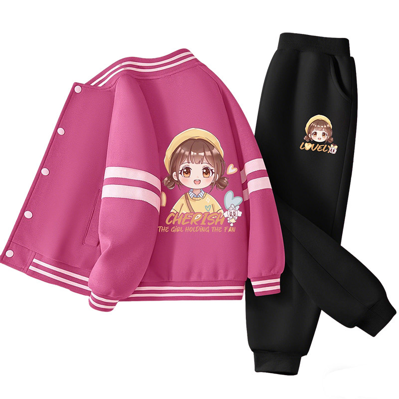 巴布豆女童棒球服运动裤套装