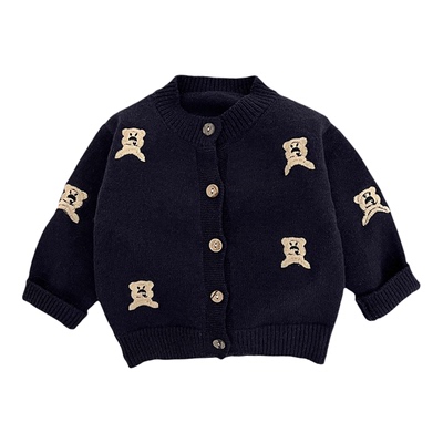 男宝宝春装套装2026新款超萌韩版婴幼儿针织开衫休闲风三件套春季