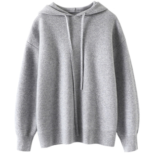 重磅推荐！稀有日本订单~四平针连帽羊绒衫女卫衣加厚毛衣女宽松