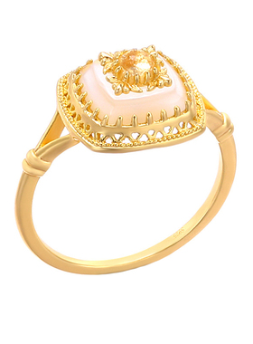 日系复古镂花白玉髓925银戒指