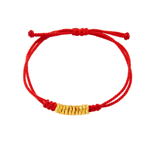 九畴 盘缠手绳足金999黄金手链碎碎金女5D硬金转运珠情侣款送礼物