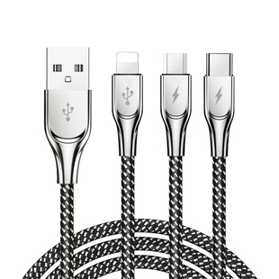 摩斯维 数据线三合一充电器线一拖三快充尼龙编织三头充电线车载多功能适用苹果16华为小米17安卓typec手机15