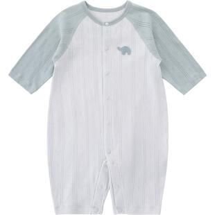 婴儿连体衣春秋新生儿纯棉衣服四季款长袖空调服睡衣春季宝宝哈衣