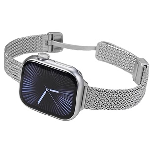 【阅涯】适用新款ApplewatchS11麦穗表带苹果手表S10磁吸腕带卡扣iwatch新金属S9/8小蛮腰细窄款SE3通用夏季