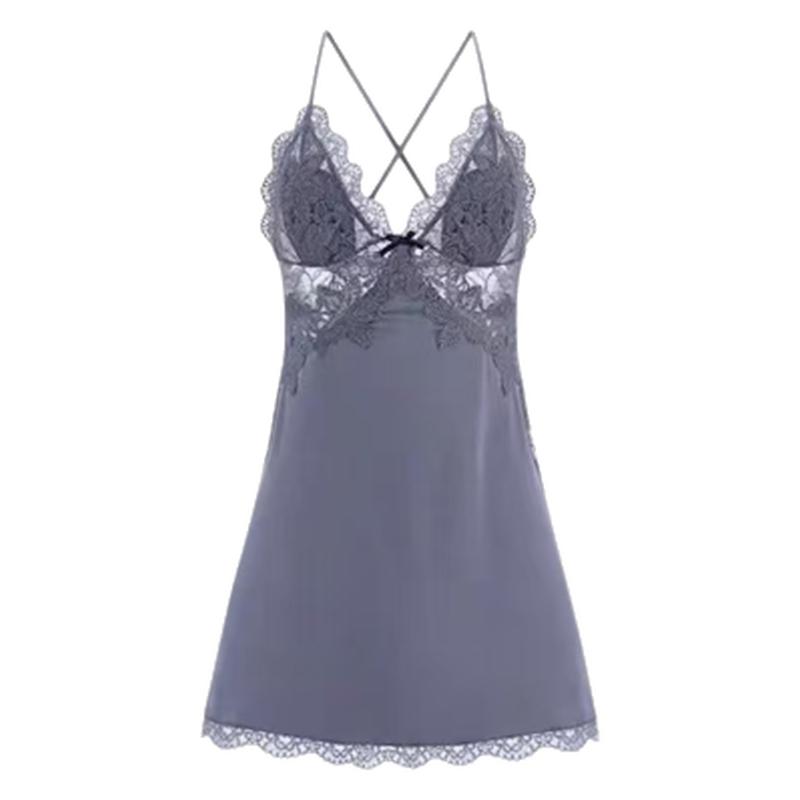 丰维密高级感真丝性感睡衣女红色本命年吊带蕾丝睡裙睡袍家居服夏