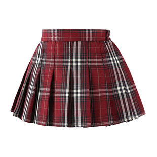 女童红色格子半身裙儿童百褶裙圣诞新年服装A字裙大童jk短裙洋气