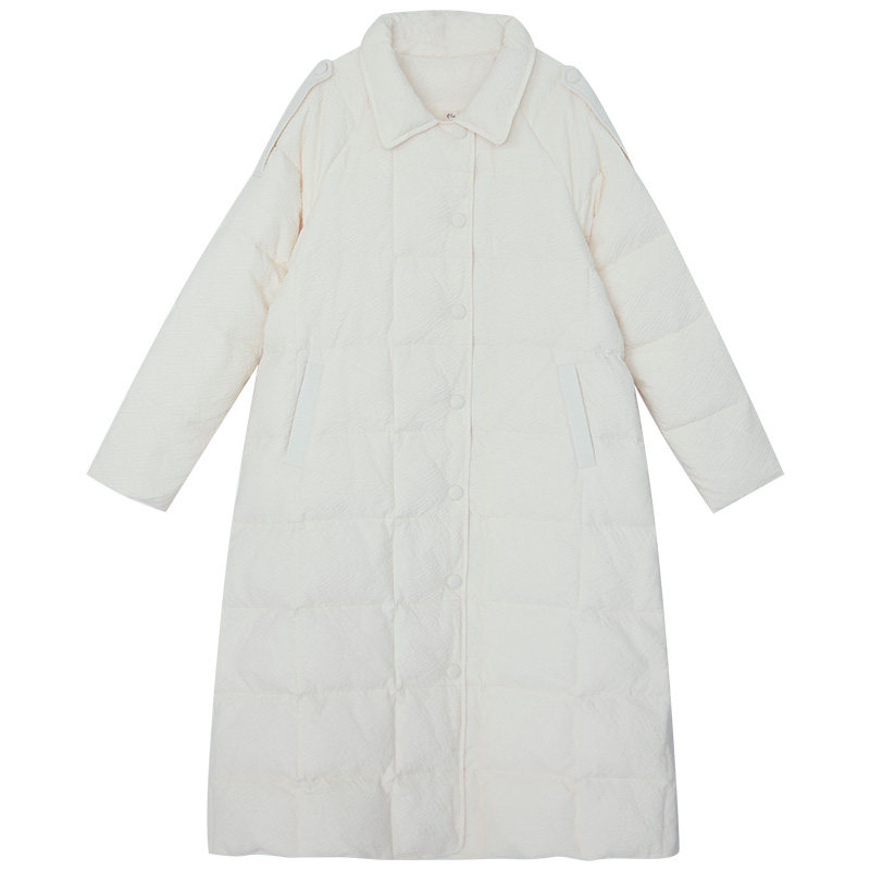 糖十一大码羽绒服白色女冬中长款2020年新款加厚宽松白鸭绒外套潮