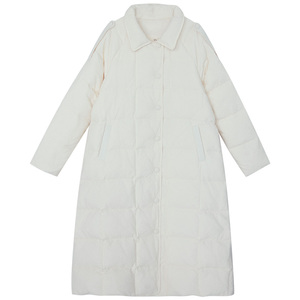 糖十一大码羽绒服白色女冬中长款2020年新款加厚宽松白鸭绒外套潮