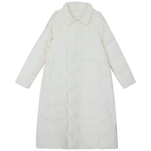 糖十一大码羽绒服白色女冬中长款2020年新款加厚宽松白鸭绒外套潮