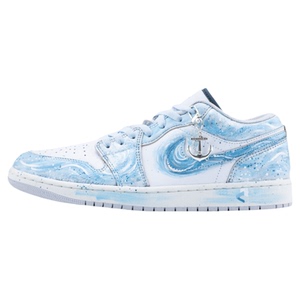 耐克球鞋定制Nike Air Jordan1海洋之蓝手绘涂鸦低帮篮球鞋