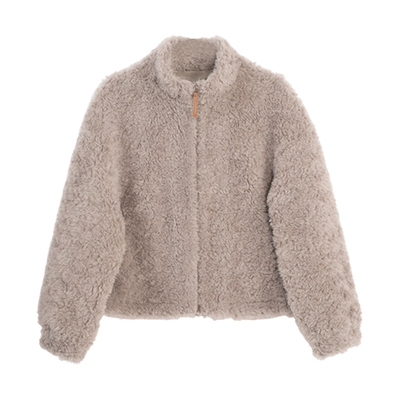 ZOLLE皮毛一体100%羊毛短外套