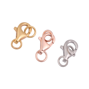 s925纯银龙虾扣配件diy18k金万能扣珍珠项链扣子接头手链弹簧扣头