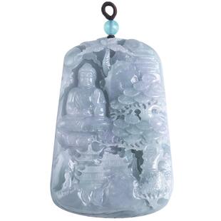 绿翠玉楼缅甸翡翠大日如来佛玉牌吊坠男女款玉石山水佛配挂绳218