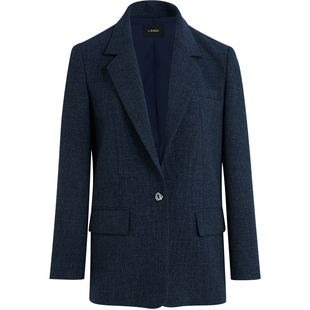 [通勤三件套]LANDI仿牛仔蓝复古气质西装套装女上衣2025冬新品