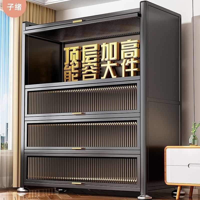 新款家用厨房厨柜储物柜落地多层可移动碗柜带轮厨房橱柜置物架