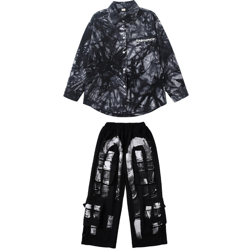 儿童街舞扎染套装嘻哈潮服