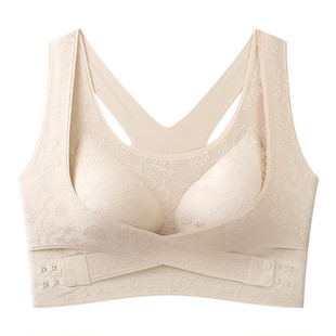 可调节收副乳国风内衣女士聚拢防下垂大胸显小运动交叉塑形文胸罩