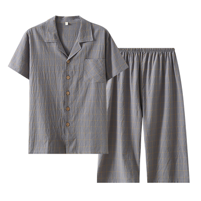 男士纯棉半袖七分套家居服可外穿