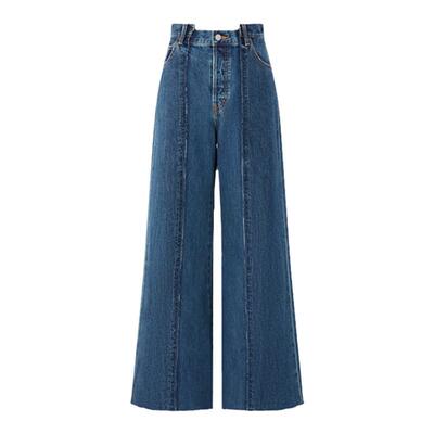 MOUSSY 秋季新品休闲解构拼接阔腿牛仔裤喇叭裤010HA611-4911