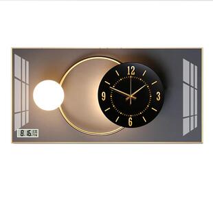 万年历静音钟表客厅挂画现代轻奢餐厅装饰画带温度星期公阳历切换