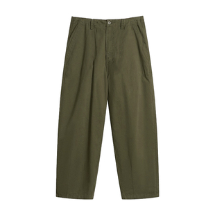 nick tian 高级感深绿色复古时尚休闲裤男青春流行直筒做旧感长裤