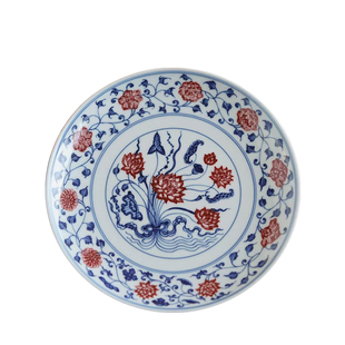 小谦山房永宣一束莲缠枝花卉纹青花釉里红壶承陶瓷干泡台中式茶具