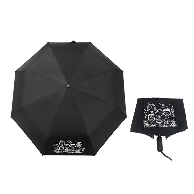 史努比全自动雨伞五折伞晴雨两用黑胶伞手动少女心ins折叠遮阳伞