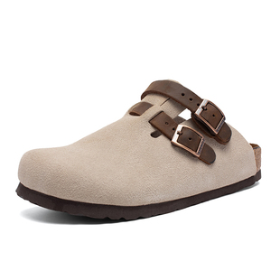 DYOWOZ/东园物作软木鞋女半包头真皮时尚休闲外穿两用复古勃肯鞋