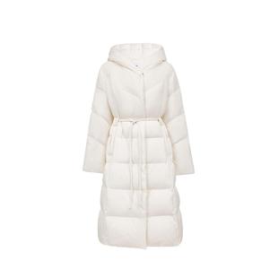 oq区绫致ONLY2025冬季新款90白鸭绒纯色连帽宽松长款羽绒服女